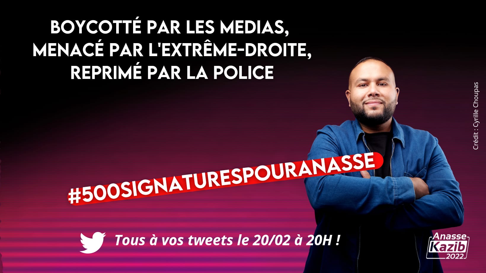 Ce dimanche 20h, tweetons massivement #500SignaturesPourAnasse face au boycott médiatique et aux pressions