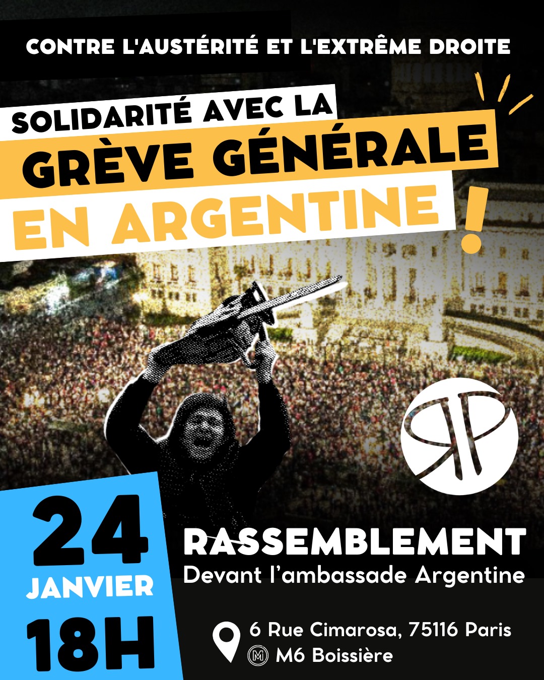 Grève nationale en Argentine : soyons nombreux dans les rassemblements de solidarité le 24 janvier !