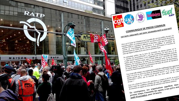 Contre la casse du service public, les syndicats de la RATP appellent à une « grève massive » le 19 novembre