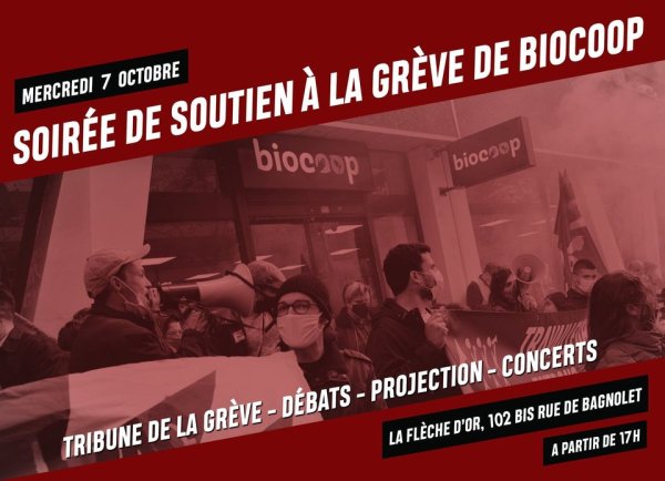 Contre la répression, les grévistes de Biocoop vous invitent à leur fête de soutien le 7 octobre !