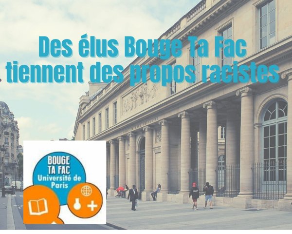 Université de Paris : des déclarations racistes d'élus Bouge Ta Fac refont surface 